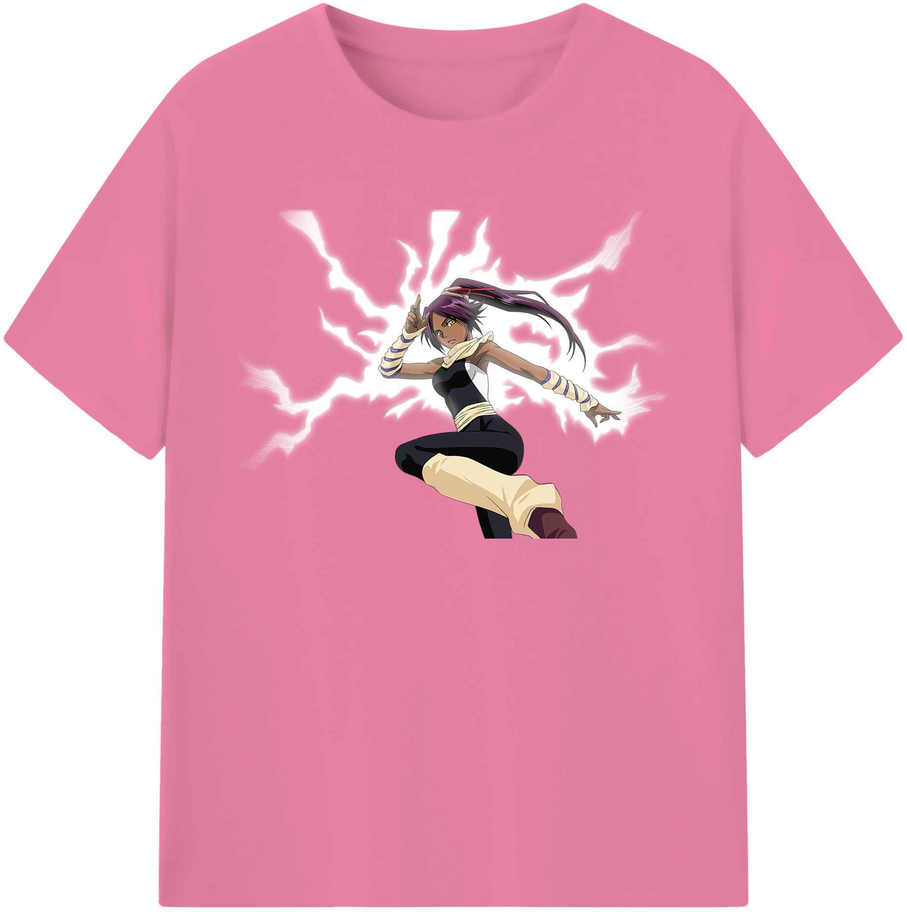 （画像用） ブリーチ 四楓院 夜一（しほういん よるいち） BLEACH Shihouin Yoruichi 綿100％半袖Tシャツ（フロントプリント）